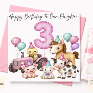 Pink farmyard milestone number designs with farm animals for baby girl monthly milestones birthday cards and keepsakes