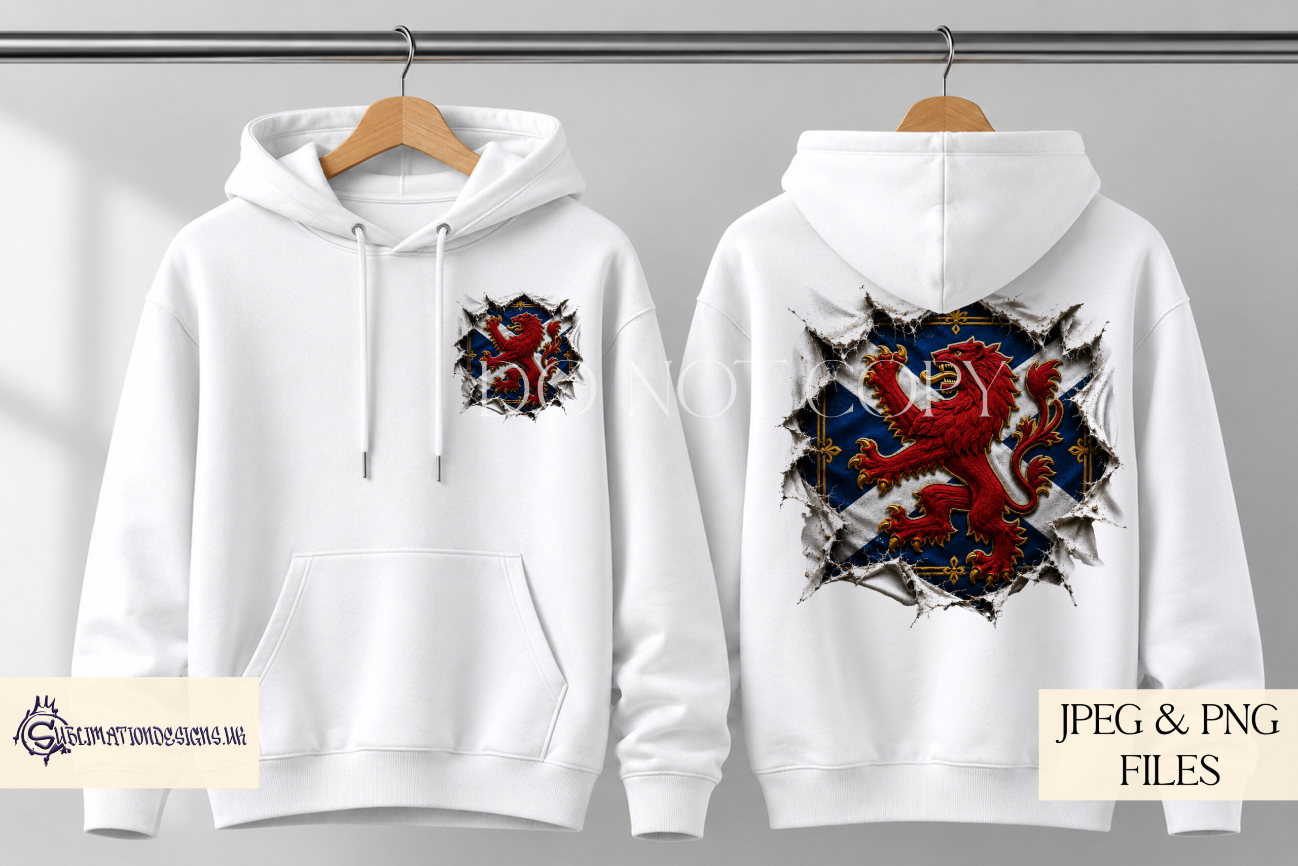 Scotland football designs with saltire and rampant lion bursting through background for fan products