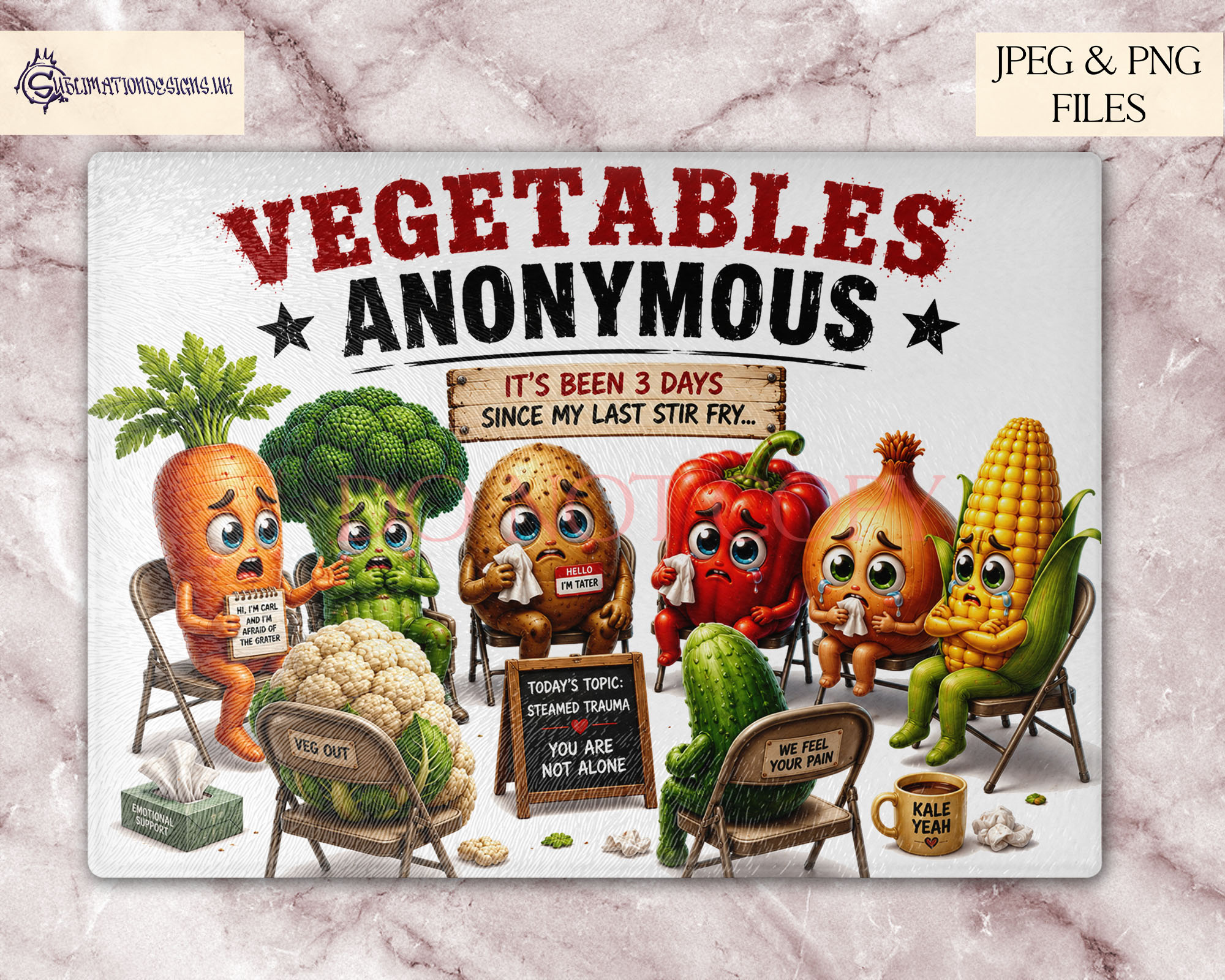 Comedy kitchen chopping board designs with funny vegetable themes for novelty gifts and kitchen décor products