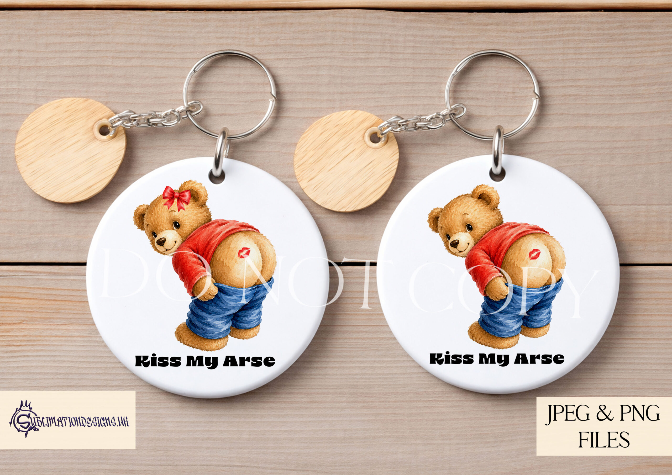 Comedy teddy bear designs with cheeky bare bum humour for mugs cards keyrings and novelty gifts