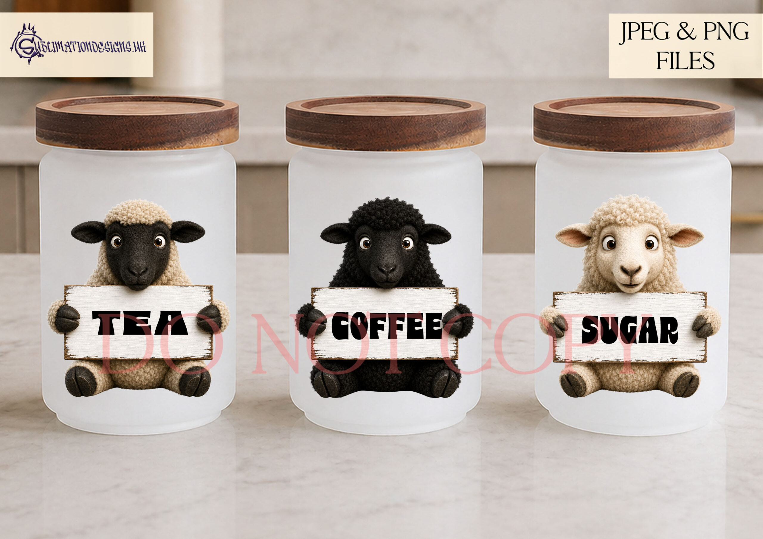 Farmyard animal kitchen label designs with animals holding blank signs for jars tins and kitchen storage