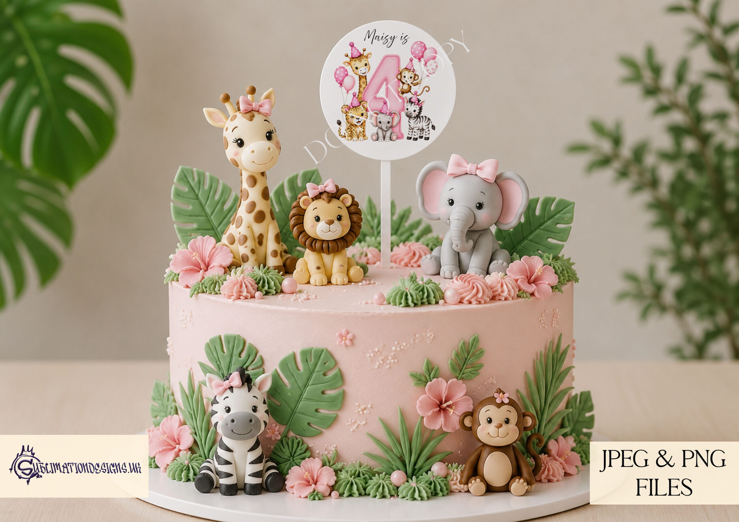 Pink safari milestone number designs with wording for baby girl monthly milestones birthday cards and keepsakes