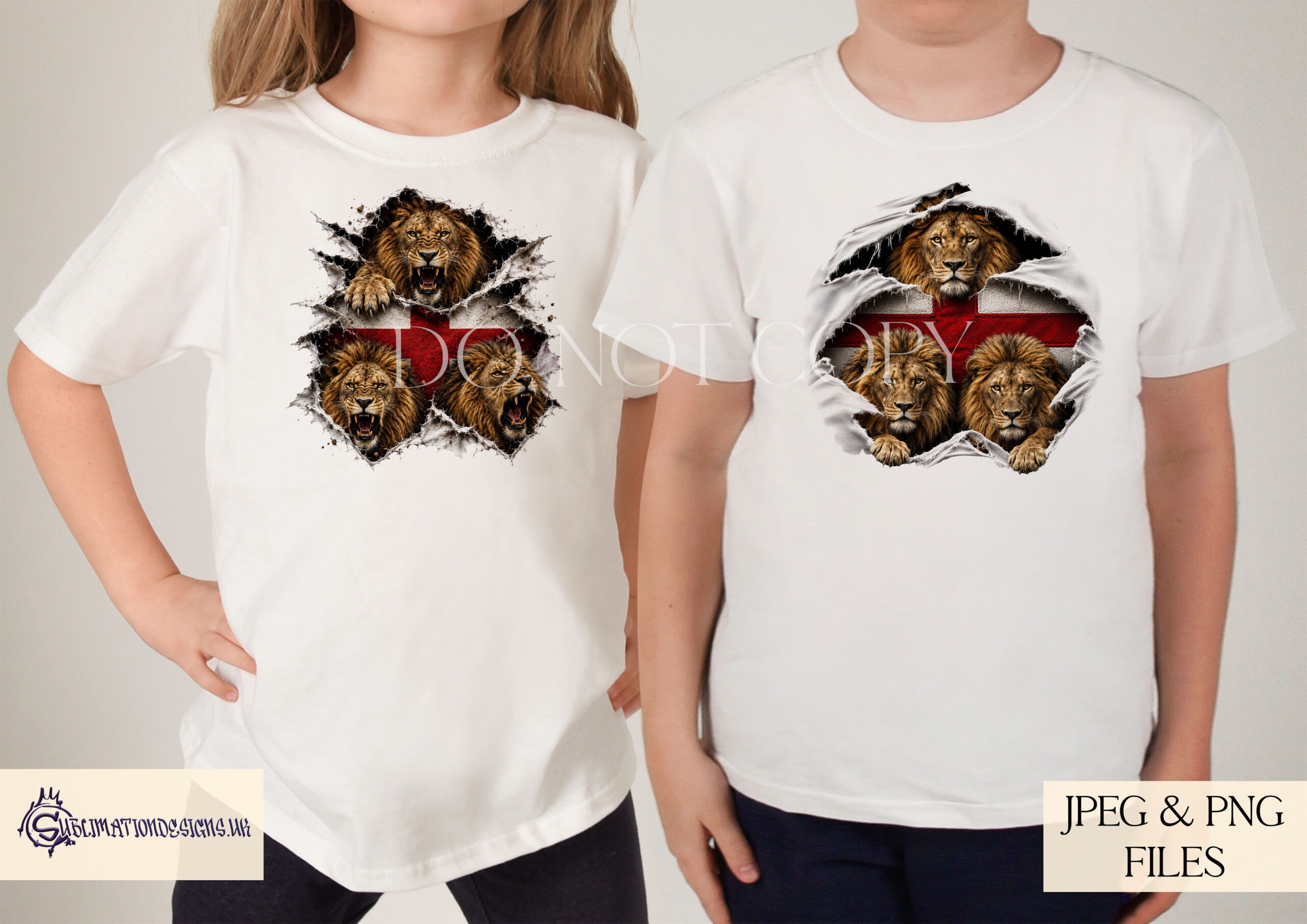 England football designs with three lions and St George’s Cross bursting through background for fan products