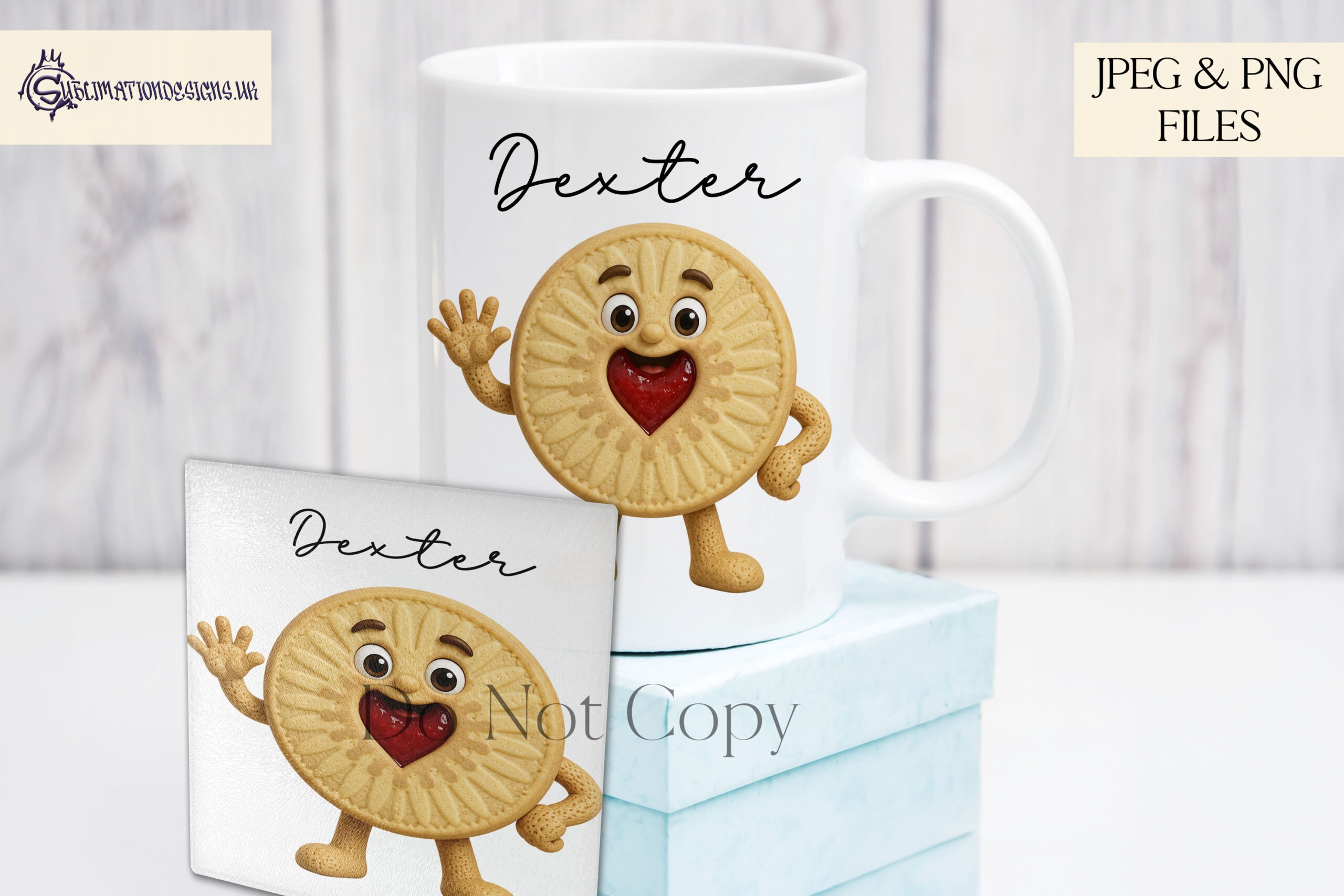 Biscuit character clip art designs inspired by tea time favourites for family wall art mugs and personalised gifts