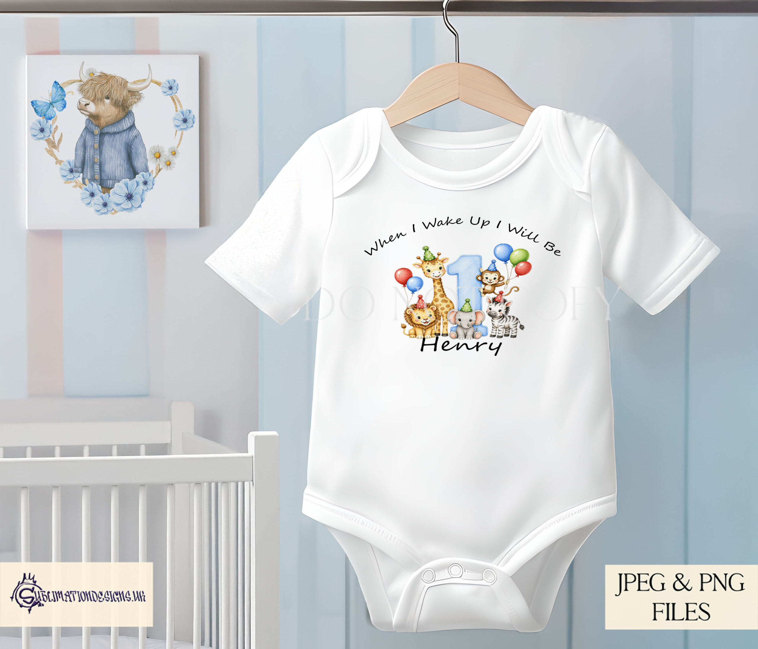 Blue safari milestone number designs with wording for baby monthly milestones birthday cards and keepsakes