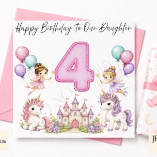 Fairytale milestone number designs with unicorns and fairies for baby milestones birthday cards and keepsakes