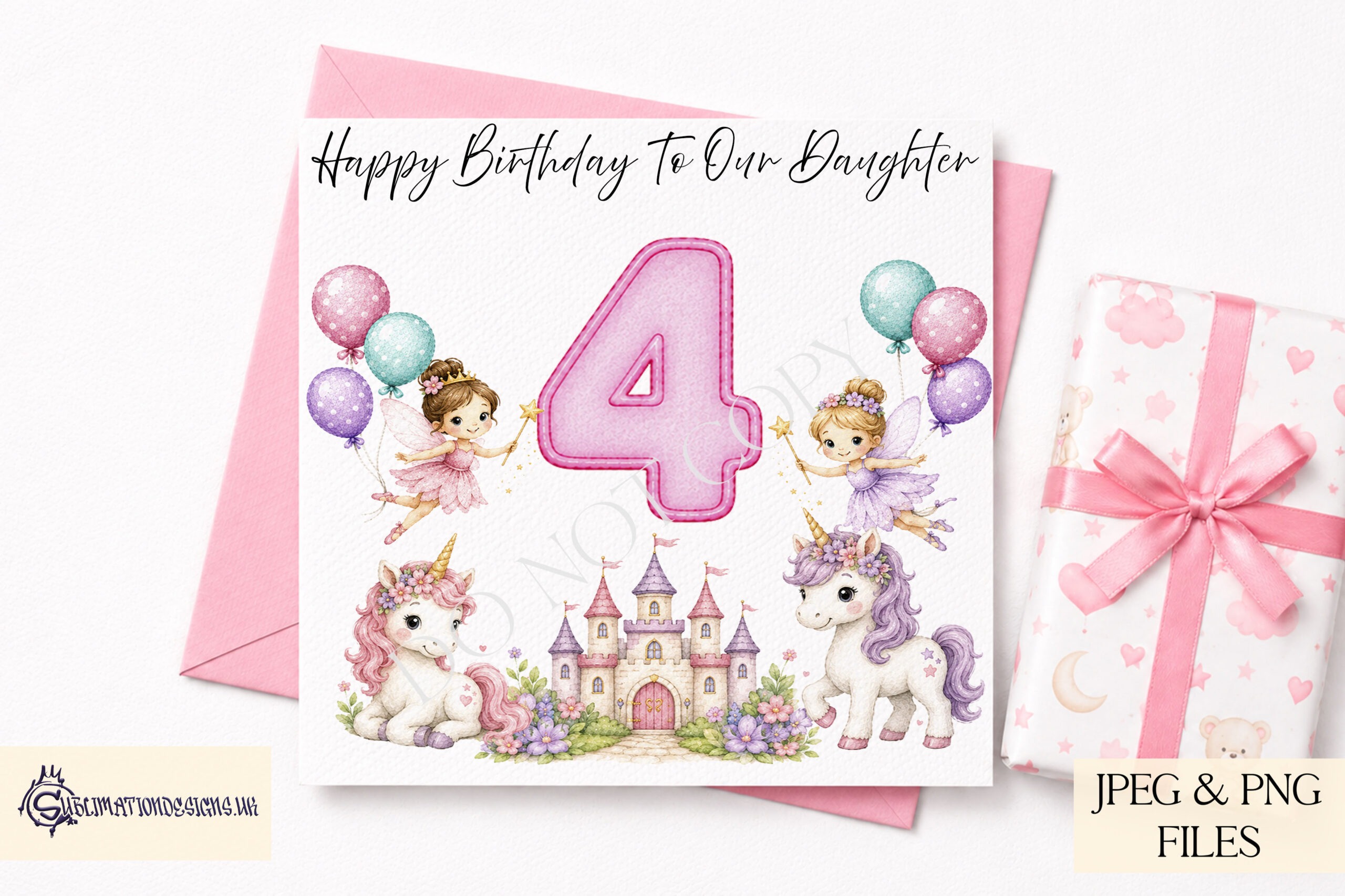 Fairytale milestone number designs with unicorns and fairies for baby milestones birthday cards and keepsakes