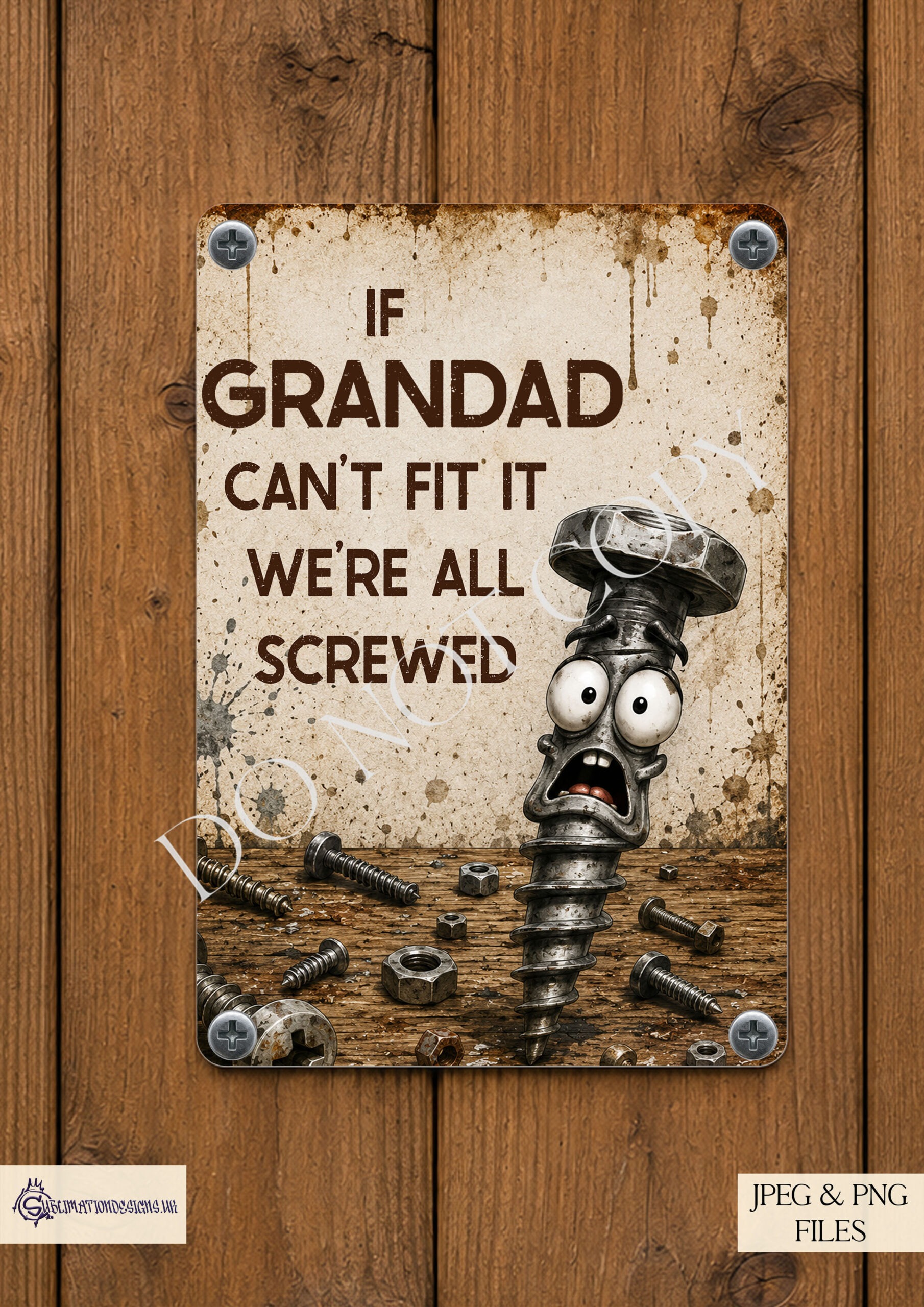 Rustic workshop sign designs with grunge style and humorous wording for metal signs and shed décor