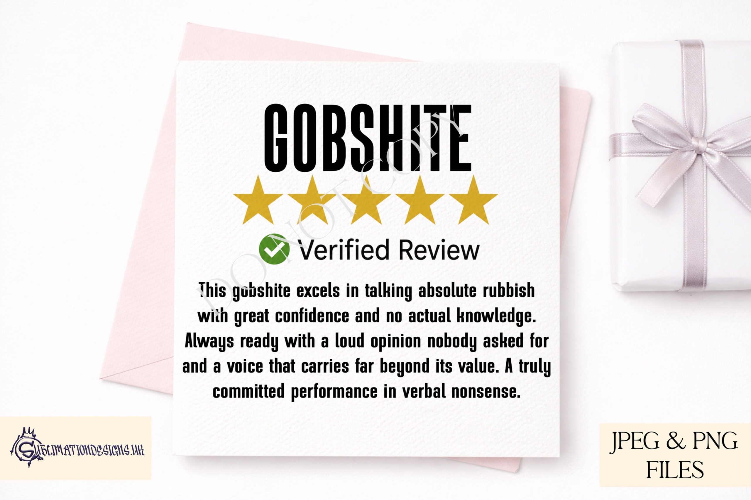 5 star review style comedy designs with adult humour insults for mugs cards and novelty gifts