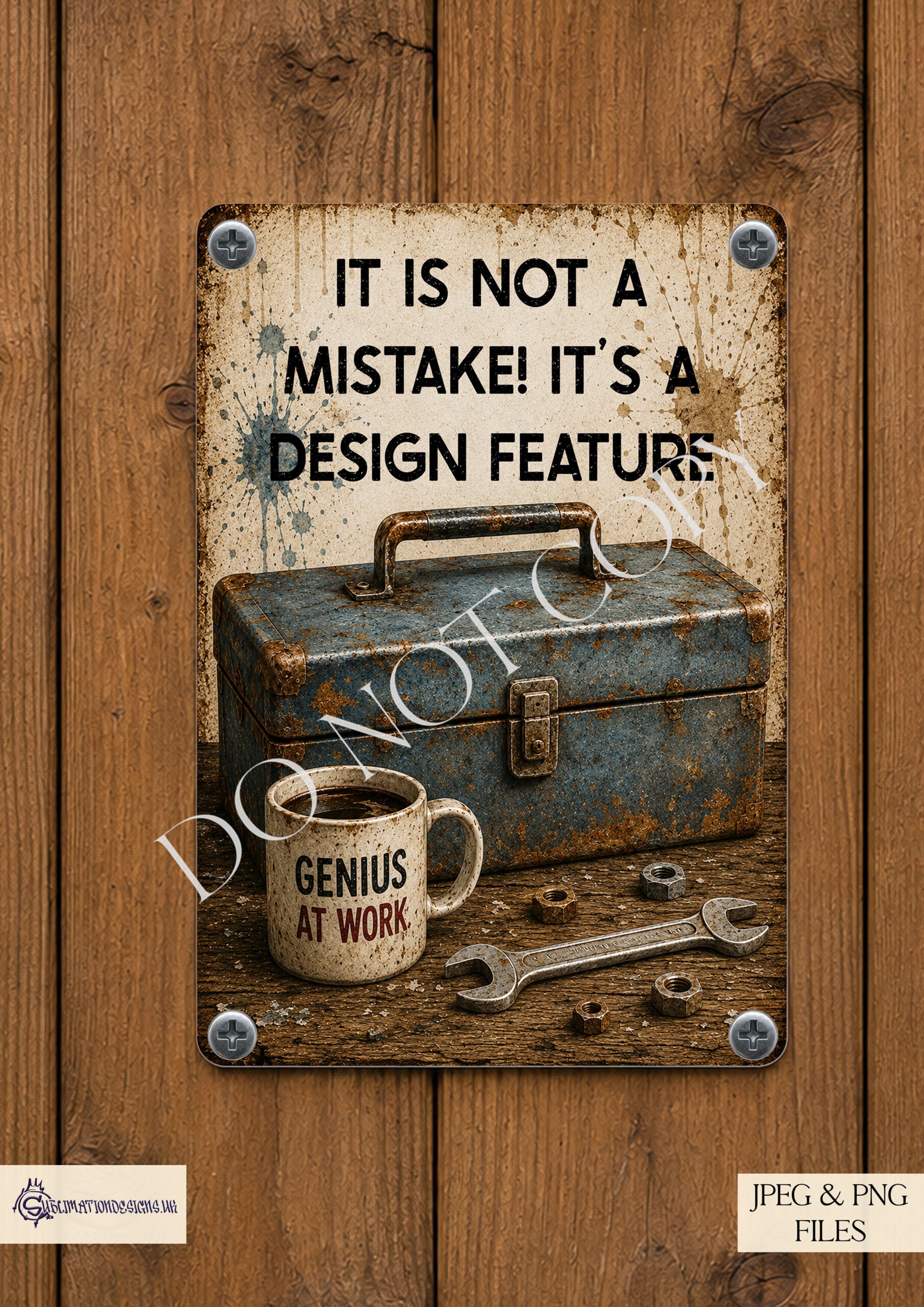 Rustic workshop sign designs with grunge style and humorous wording for metal signs and shed décor