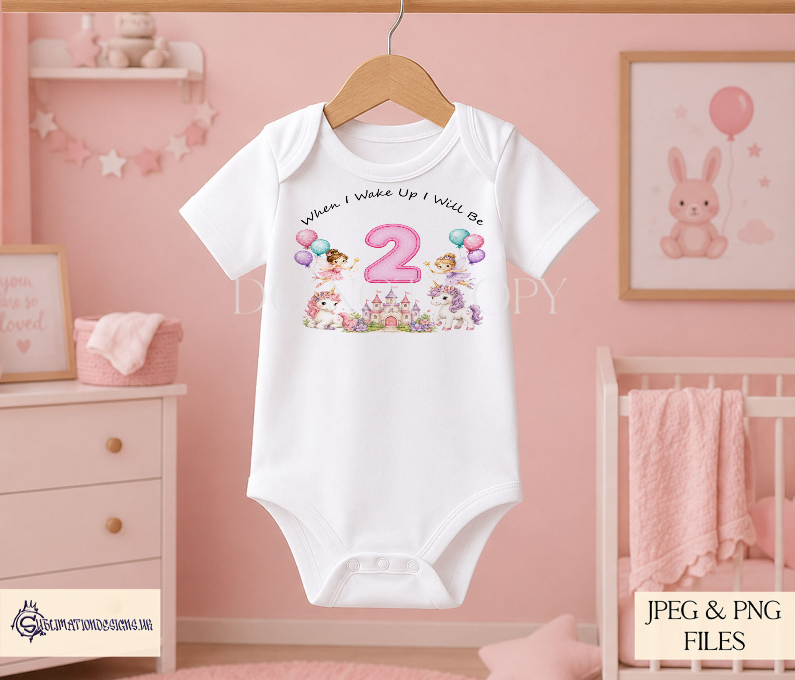Fairytale milestone number designs with unicorns and fairies for baby milestones birthday cards and keepsakes