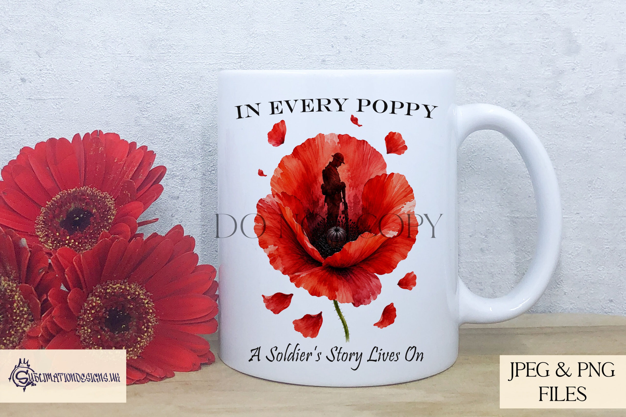 Poppy design with soldier silhouette for remembrance gifts slates mugs and keepsakes