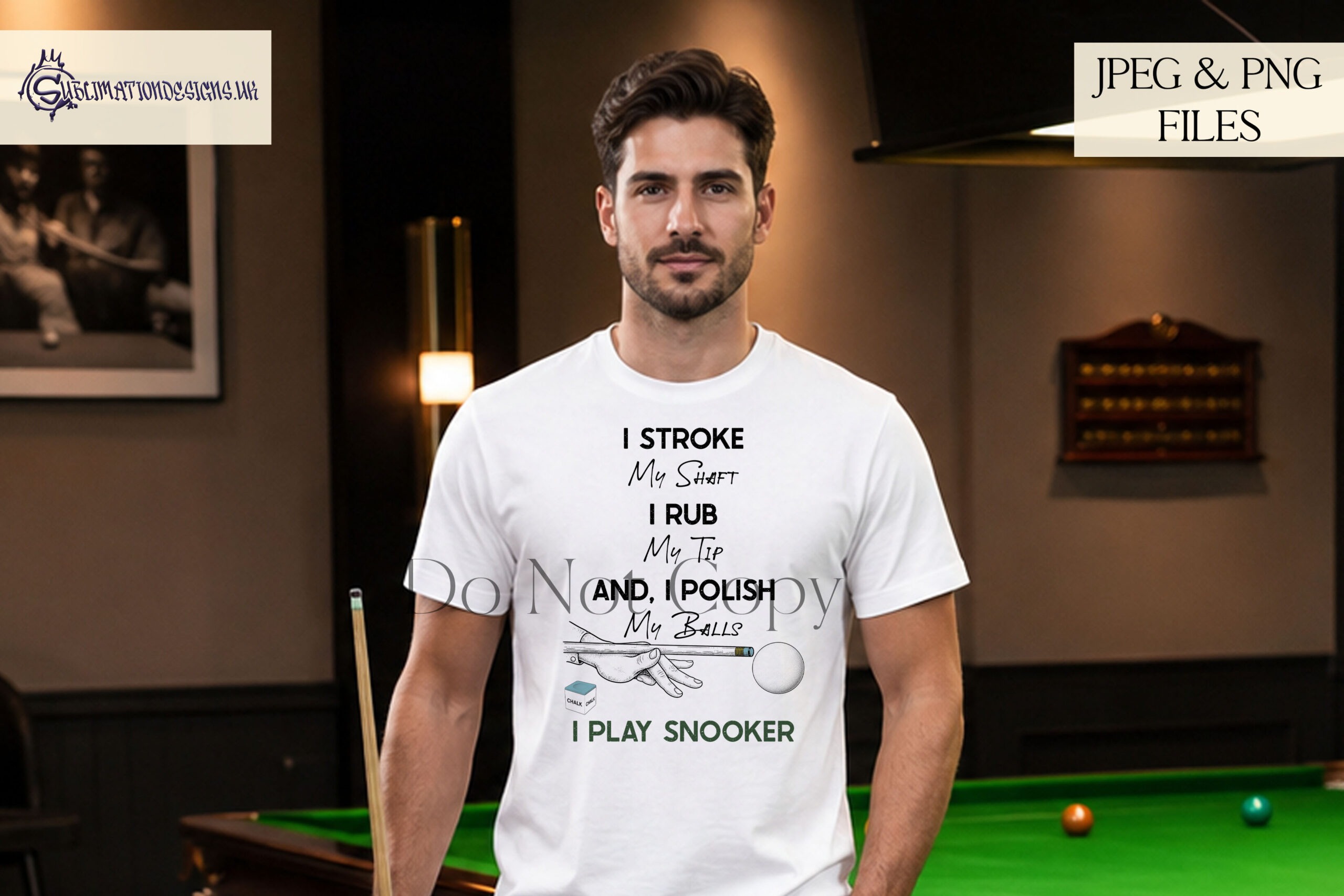 Comedy snooker and billiards designs with cheeky humour phrases for t shirts mugs and novelty gifts