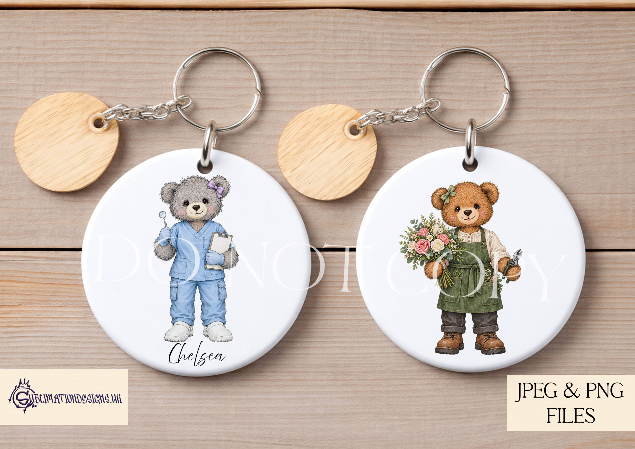 Occupation teddy bear clip art collection featuring 100 different profession and job themed bears for personalised gifts mugs cards tote bags and keyrings