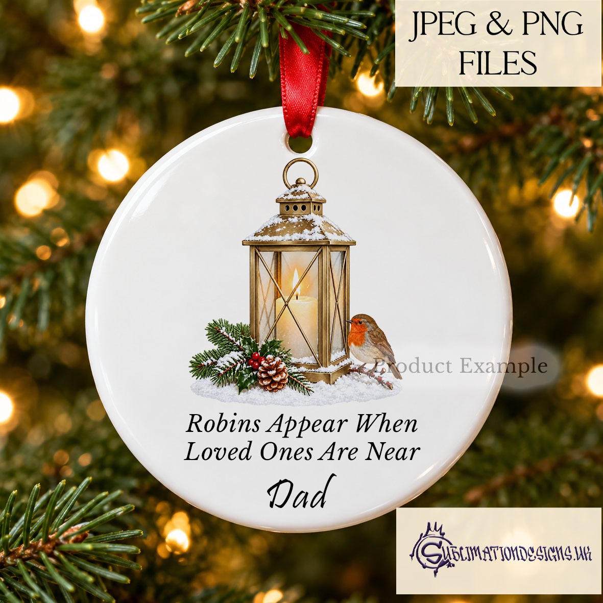 Christmas memorial lantern designs with robin options and gold photo frame for personalised remembrance baubles slates cushions and cards