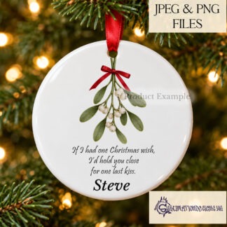 Christmas Memorial Mistletoe Designs Set of 4 featuring four textless festive mistletoe remembrance designs with bonus photo frame and three inspirational Christmas memorial mock ups