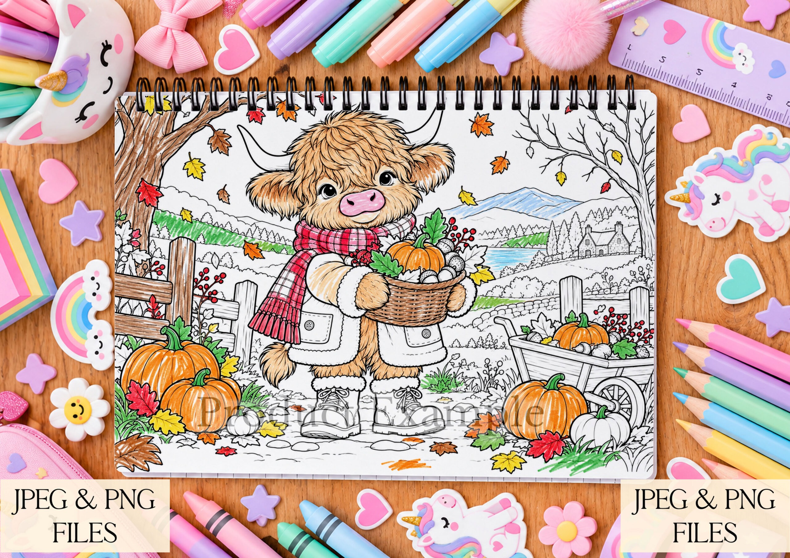 Highland Cow Colouring Limited Edition featuring 20 printable colouring pages, 2027 Highland Cow calendar designs, 12 month headers and reusable calendar templates