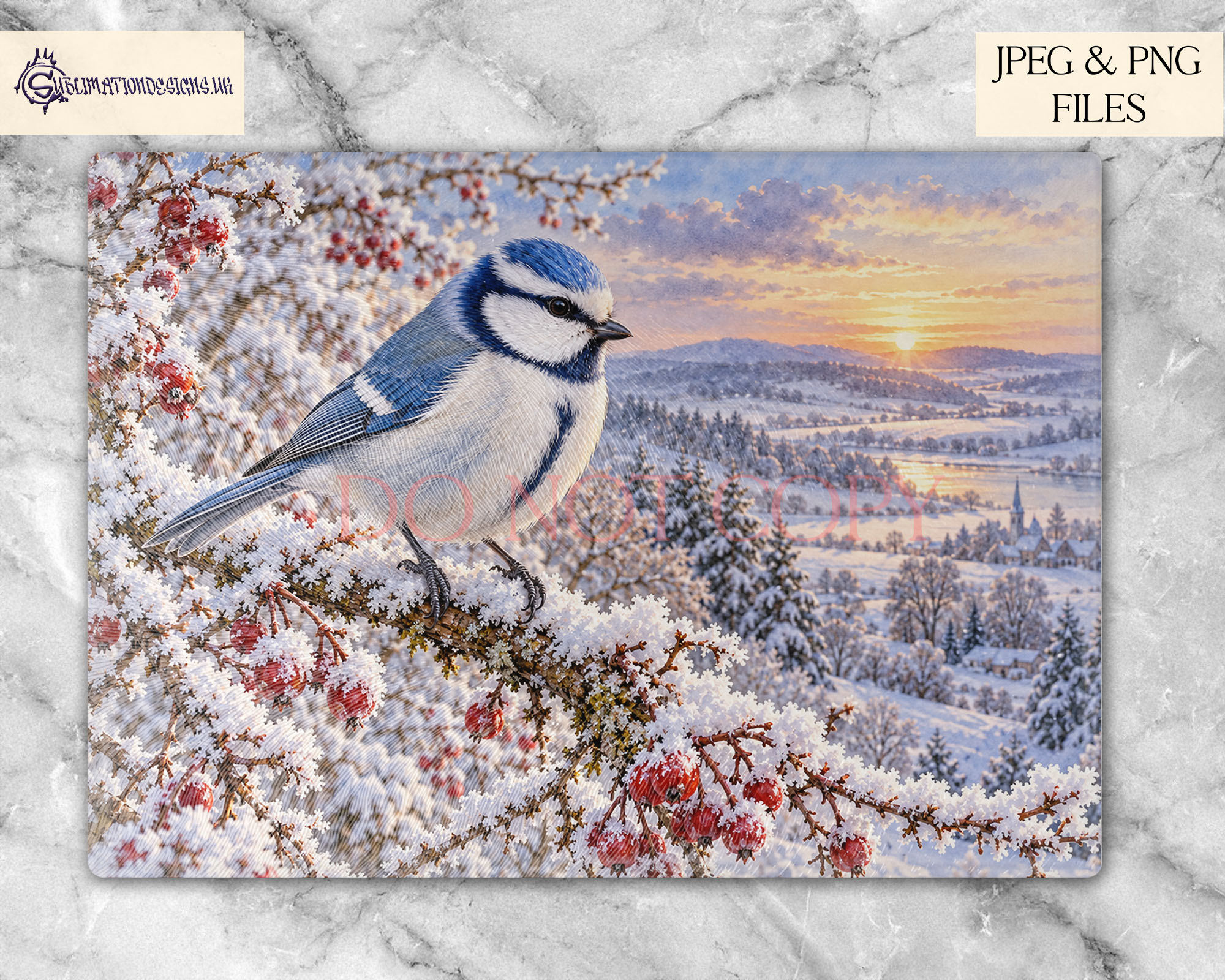 Tits All Year Round comedy calendar designs featuring tit birds in natural settings with monthly and textless A4 landscape versions